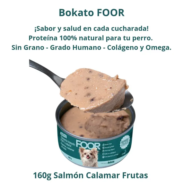 Alimento Húmedo Perros Salmón Calamar Frutas 18 Latas de 160g