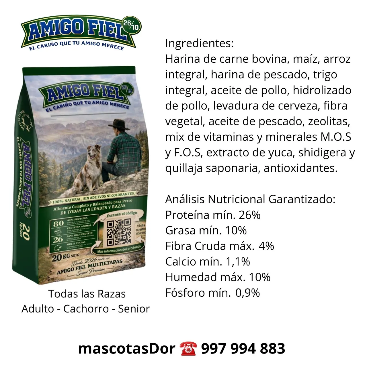 Amigo Fiel Vacuno Pescados 20kg