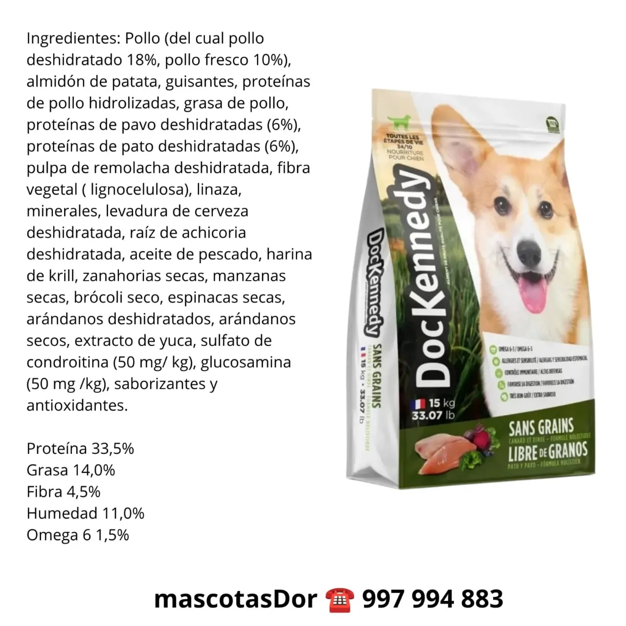 Dockennedy Sin Grano Pavo Adulto 15kg