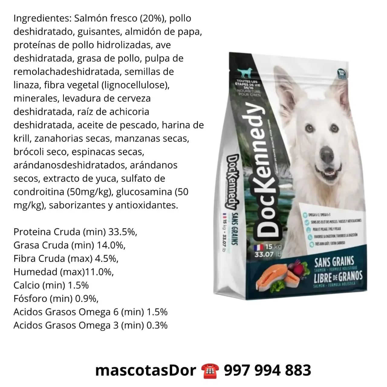 Dockennedy Sin Grano Salmón Adulto 15kg