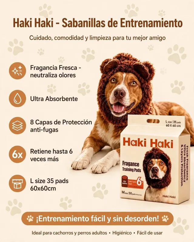 Haki Haki pañales de entrenamiento para perros 60x60cm