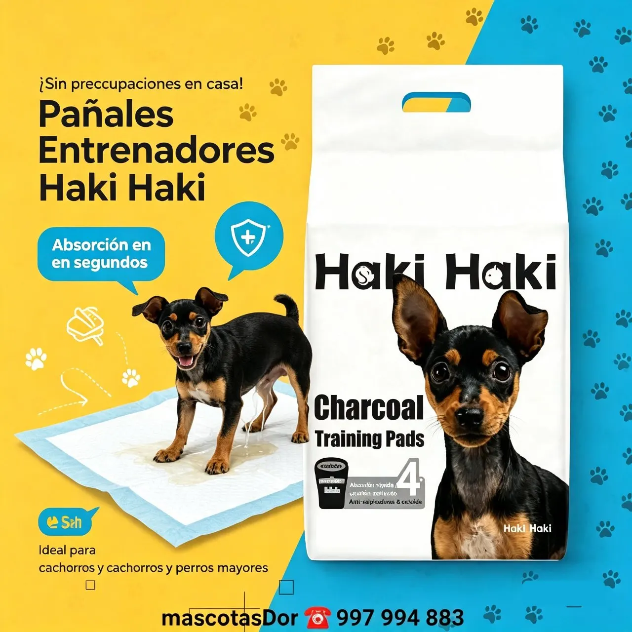 Haki Haki pañales de entrenamiento para perros 60x60cm
