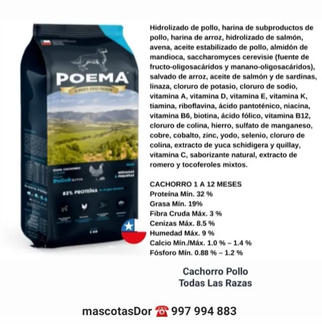 Poema Cachorro Pollo 3kg