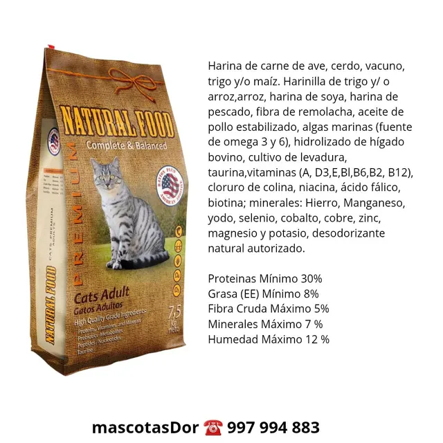 Natural Food Gato Adulto 7,5kg