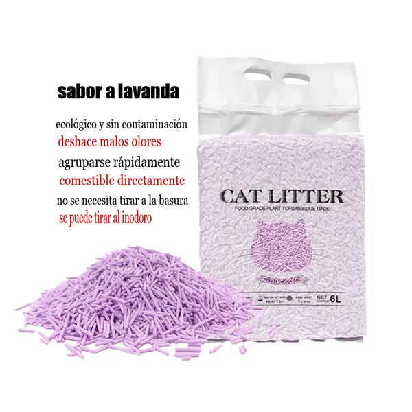 Arena de tofu para gatos — lavanda · 6 L