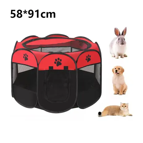Corral plegable para mascotas · talla XL, rojo y negro