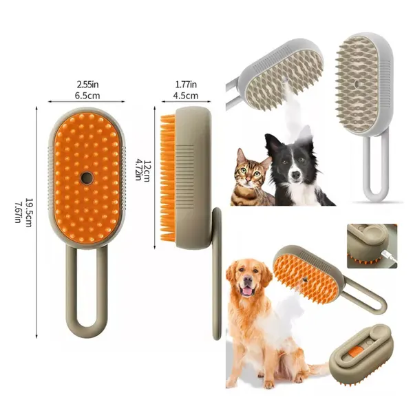 Cepillo a vapor para perros y gatos · 3 en 1, recargable