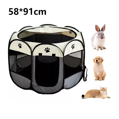 Corral plegable para mascotas · talla XL, blanco y negro